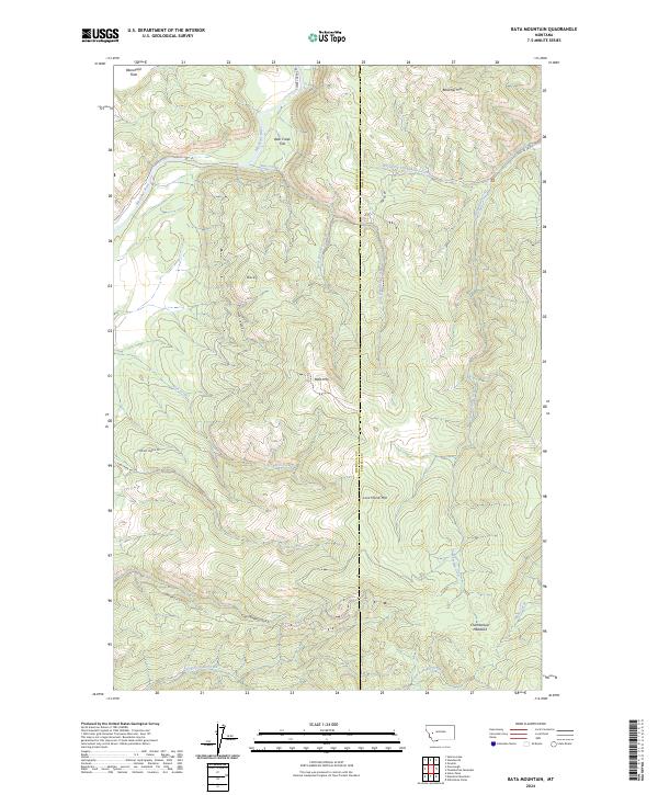 US Topo 7.5-minute map for Bata Mountain MT Hot on Sale