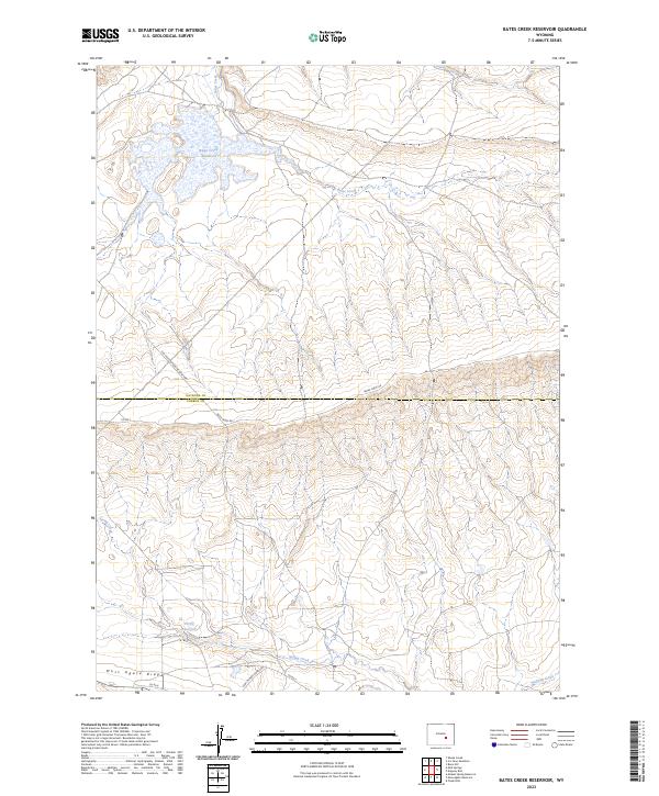 US Topo 7.5-minute map for Bates Creek Reservoir WY For Discount