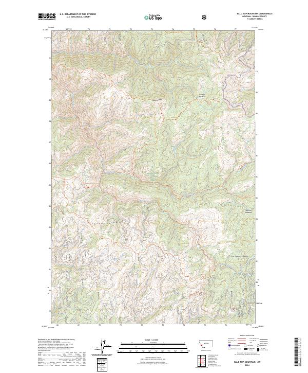 US Topo 7.5-minute map for Bald Top Mountain MT Hot on Sale