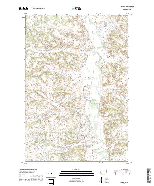 US Topo 7.5-minute map for Ashland NE MT For Sale