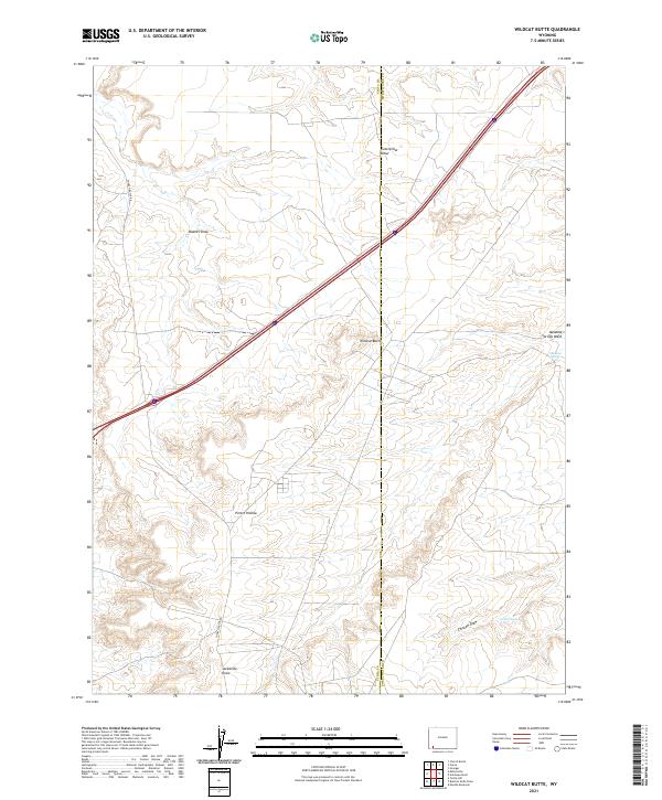 USGS US Topo 7.5-minute map for Wildcat Butte WY 2021 For Discount