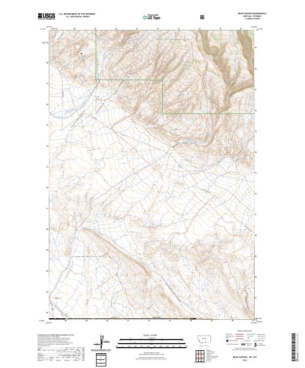 US Topo 7.5-minute map for Bear Canyon MTWY Cheap