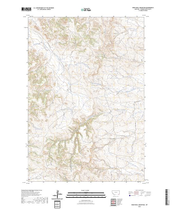 US Topo 7.5-minute map for Bear Skull Mountain MT For Sale