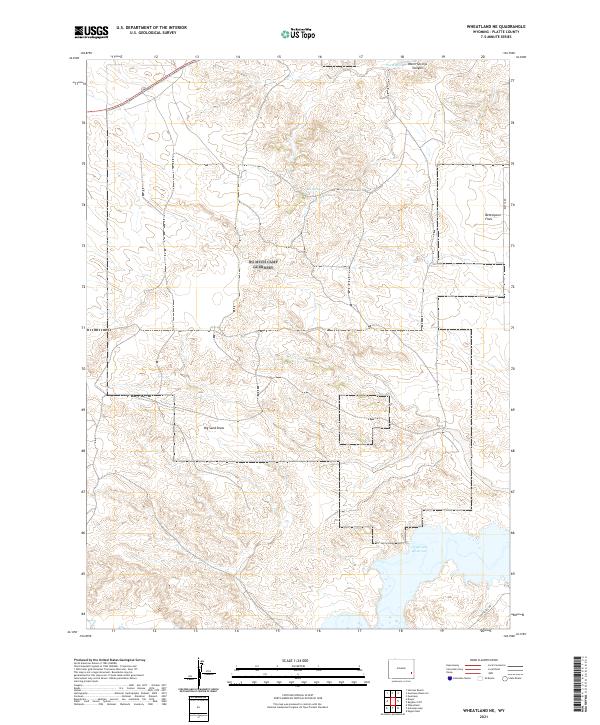 USGS US Topo 7.5-minute map for Wheatland NE WY 2021 For Cheap