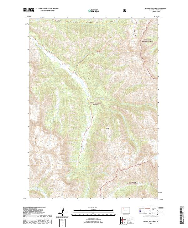 USGS US Topo 7.5-minute map for Yellow Mountain WY 2021 Discount