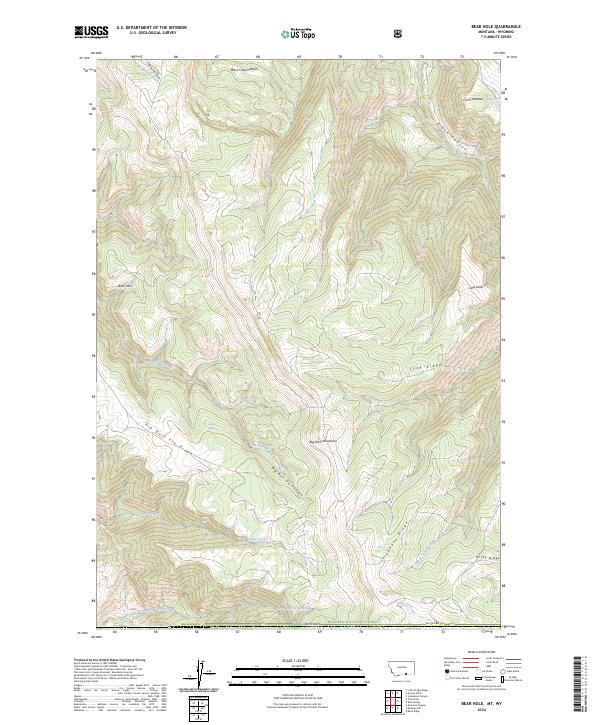 US Topo 7.5-minute map for Bear Hole MTWY Online Sale