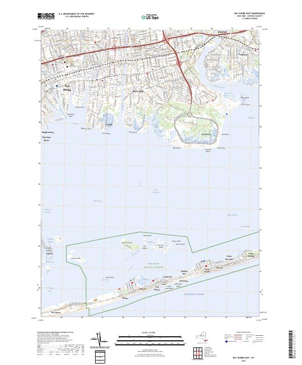 US Topo 7.5-minute map for Bay Shore East NY Sale