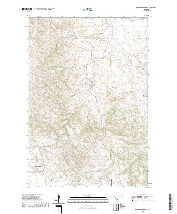 US Topo 7.5-minute map for Belle Creek North MT Sale