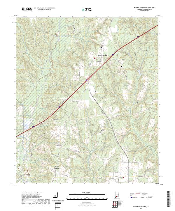 US Topo 7.5-minute map for Barnett Crossroads AL Online Hot Sale