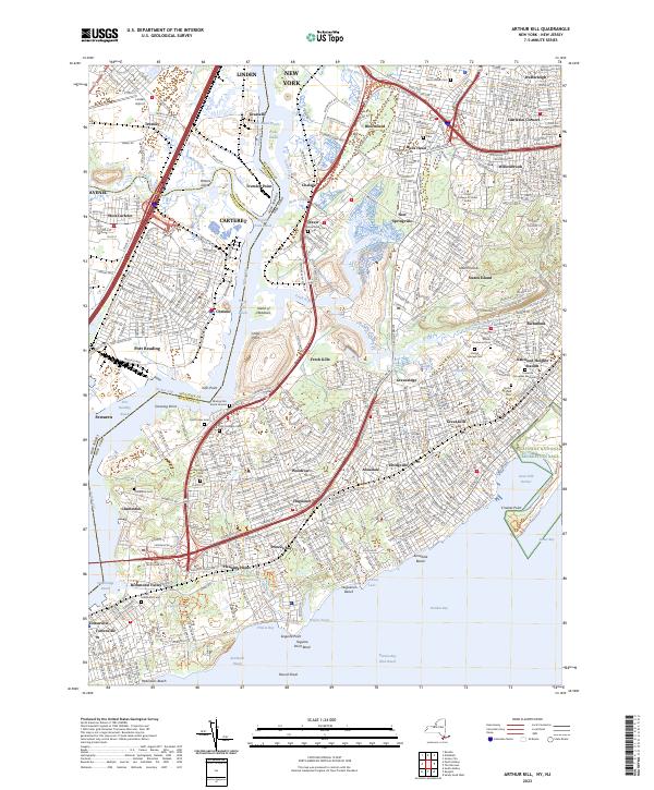 US Topo 7.5-minute map for Arthur Kill NYNJ Fashion