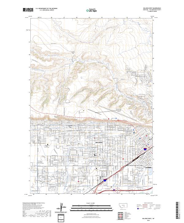 US Topo 7.5-minute map for Billings West MT Sale