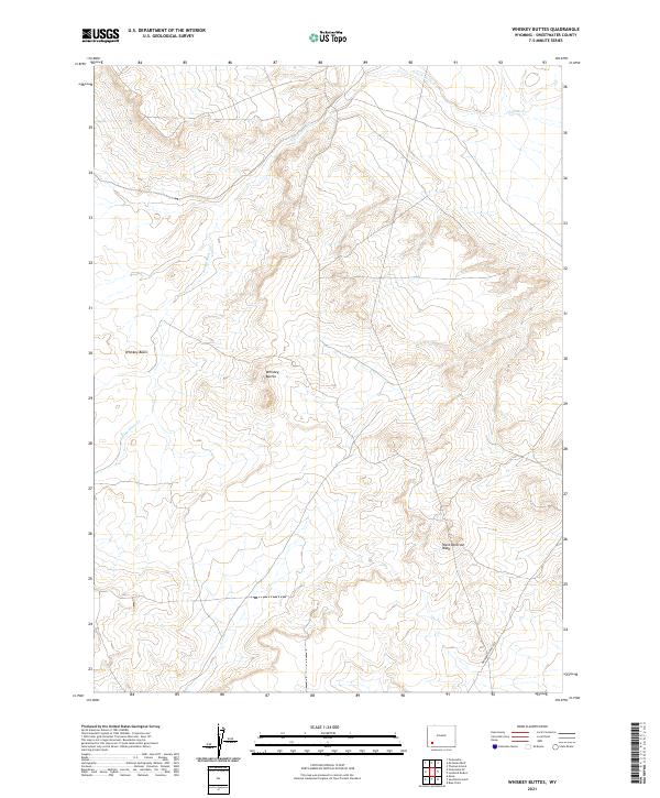 USGS US Topo 7.5-minute map for Whiskey Buttes WY 2021 Fashion