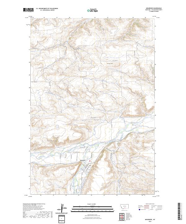 US Topo 7.5-minute map for Absarokee MT For Sale