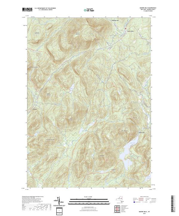 US Topo 7.5-minute map for Bakers Mills NY Hot on Sale