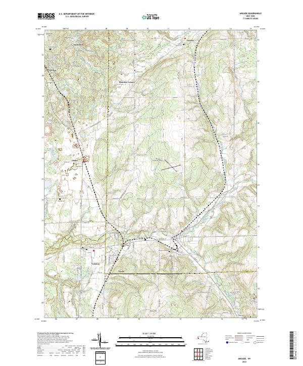 US Topo 7.5-minute map for Arcade NY Online Sale