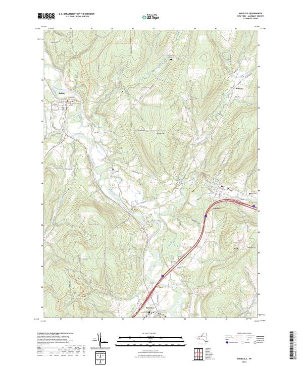 US Topo 7.5-minute map for Angelica NY Online Sale