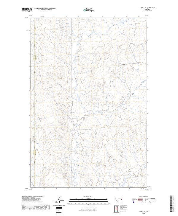 US Topo 7.5-minute map for Angela NE MT For Sale