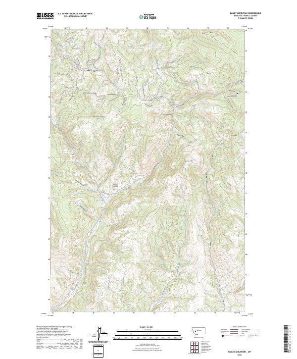 US Topo 7.5-minute map for Bailey Mountain MT Hot on Sale