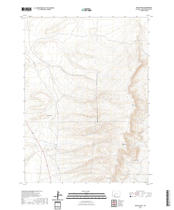 USGS US Topo 7.5-minute map for White Rocks WY 2021 Online