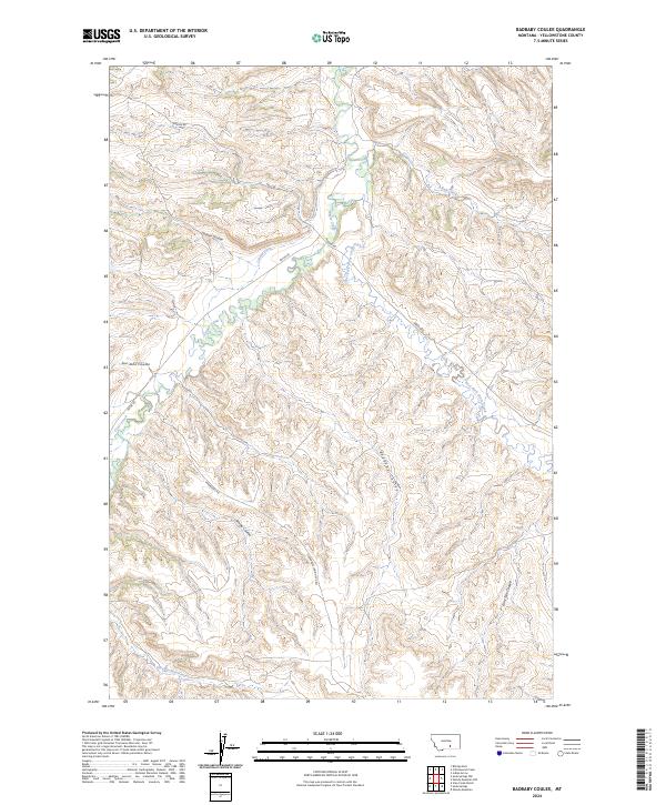 US Topo 7.5-minute map for Badbaby Coulee MT on Sale