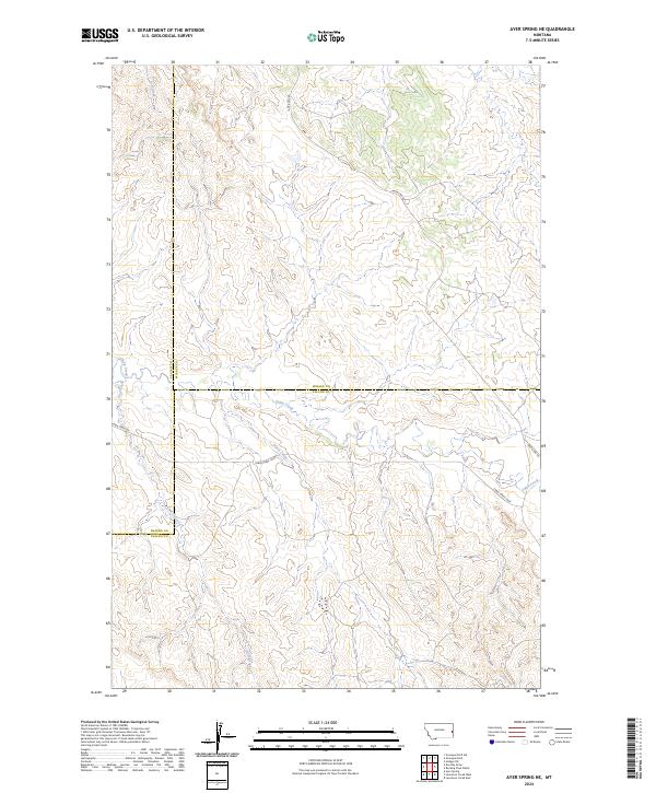 US Topo 7.5-minute map for Ayer Spring NE MT For Sale