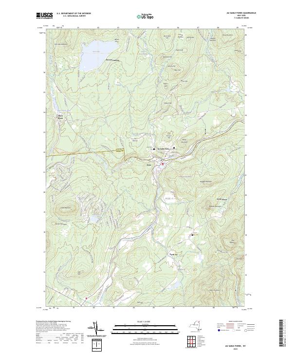 US Topo 7.5-minute map for Au Sable Forks NY on Sale