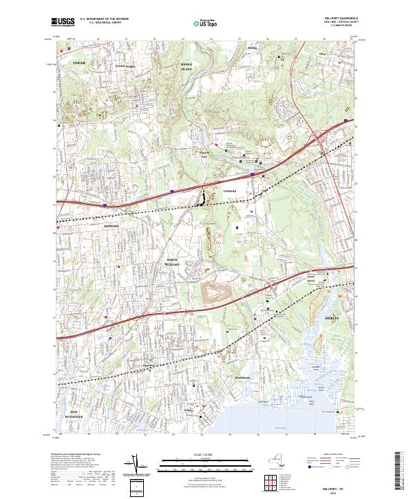 US Topo 7.5-minute map for Bellport NY on Sale