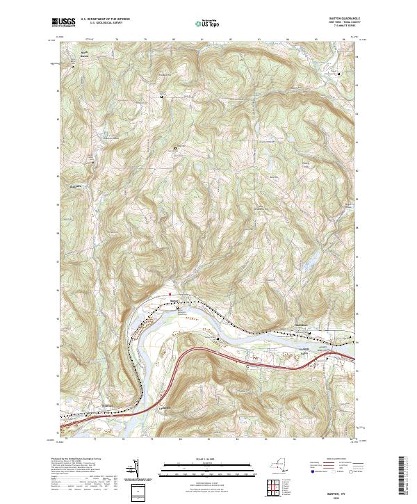 US Topo 7.5-minute map for Barton NY Sale