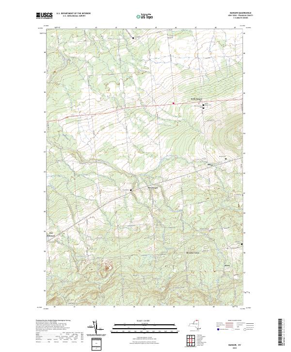 US Topo 7.5-minute map for Bangor NY Supply