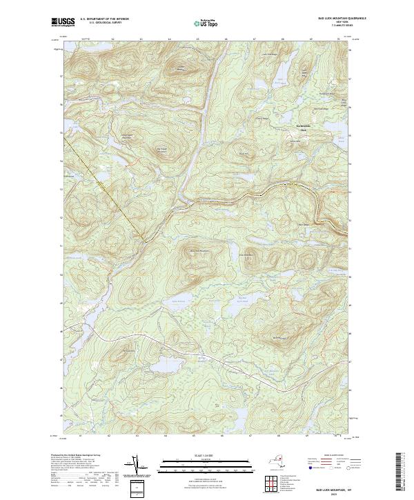 US Topo 7.5-minute map for Bad Luck Mountain NY Fashion