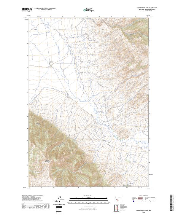 US Topo 7.5-minute map for Ashbough Canyon MT Online Sale