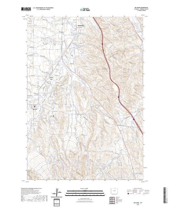 US Topo 7.5-minute map for Big Horn WY Supply