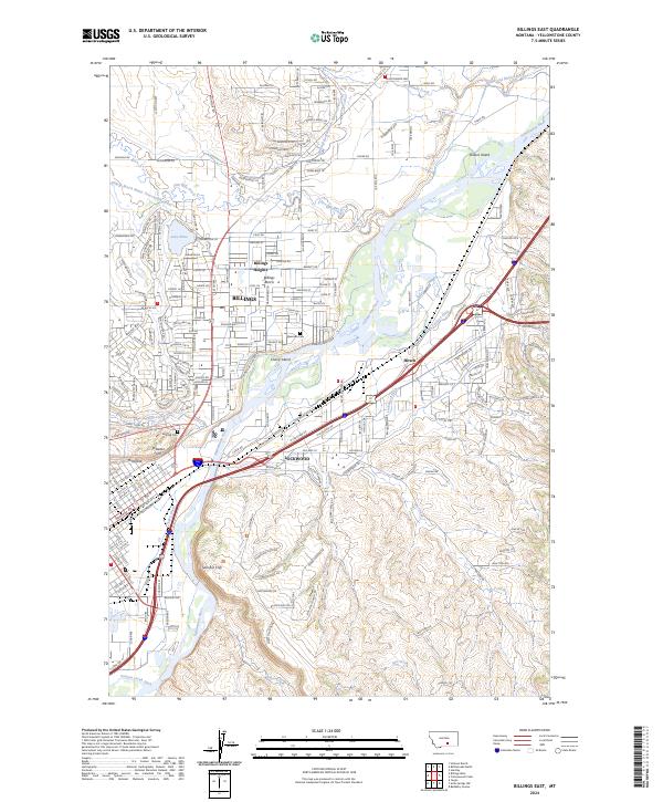 US Topo 7.5-minute map for Billings East MT Sale