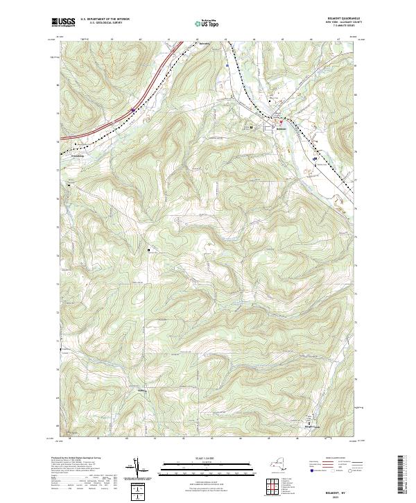 US Topo 7.5-minute map for Belmont NY Sale