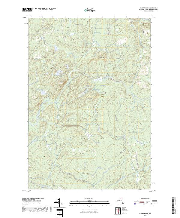 US Topo 7.5-minute map for Albert Marsh NY on Sale