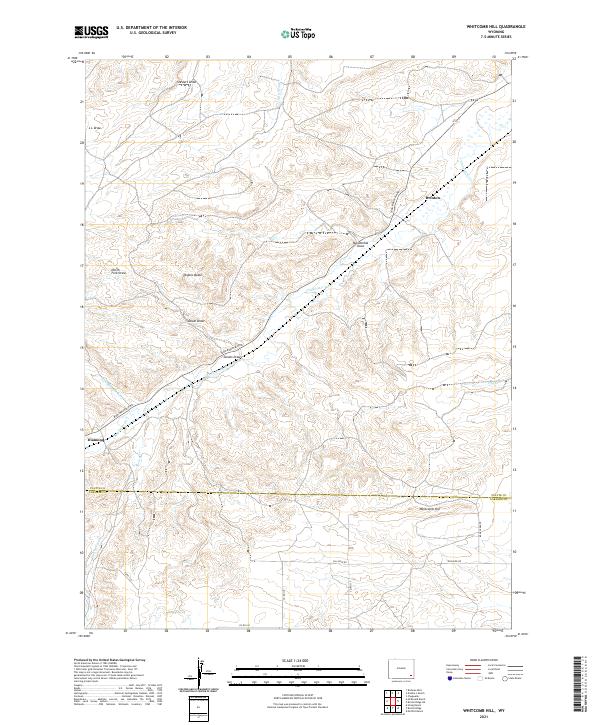 USGS US Topo 7.5-minute map for Whitcomb Hill WY 2021 Cheap