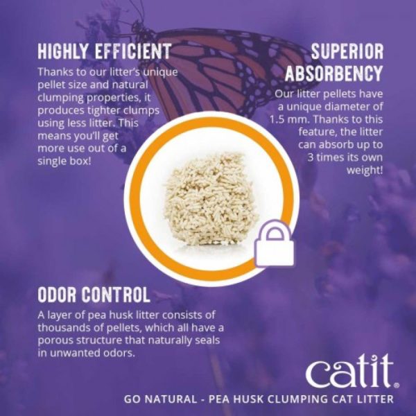 Catit Go Natural Clumping Pea Husk Cat Litter (Lavender Scented) 14L For Discount