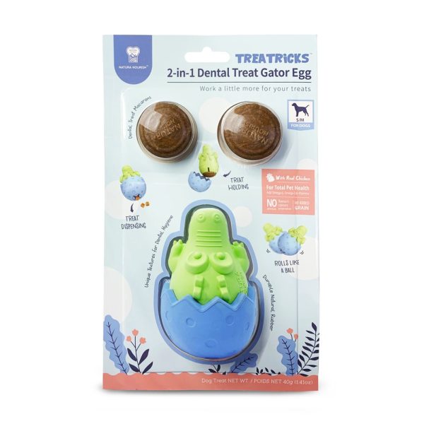 Natura Nourish Treatricks 2-in-1 Chicken Dental Chew Dog Toy (Gator Egg) Sale