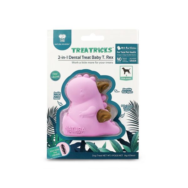 Natura Nourish Treatricks 2-in-1 Chicken Dental Chew Dog Toy (Baby T-Rex) Discount