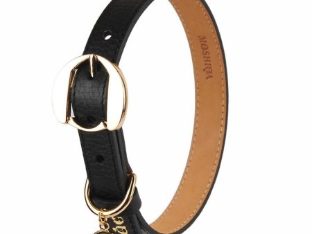 Moshiqa Hachiko Leather Dog Collar (Black) Supply