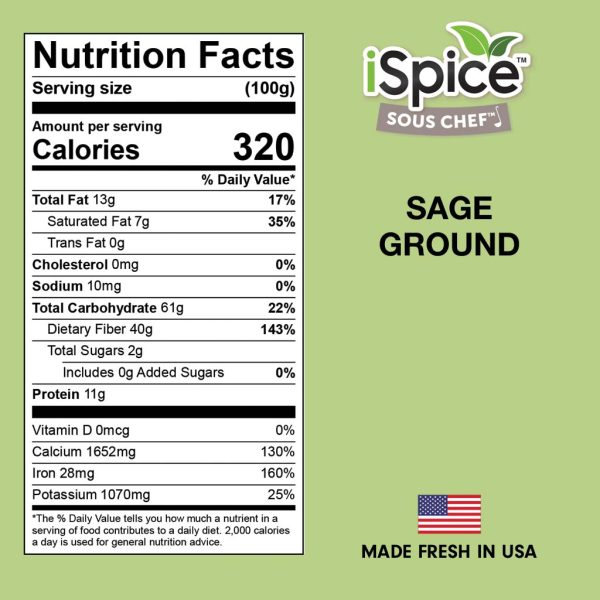 iSpice | Sage Ground | 3.2oz | Premium Herbs | Kosher | Aromatic herb Discount