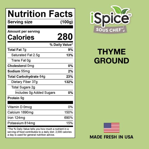 iSpice | Thyme Ground | 3.3 oz | Premium Herbs | Kosher | Aromatic herb For Sale