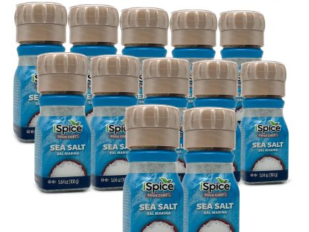 iSpice | 12 Pack of Sea Salt Grinder | SaltSweep | Mixed Spice & Seasoning Gift Set | Kosher Online