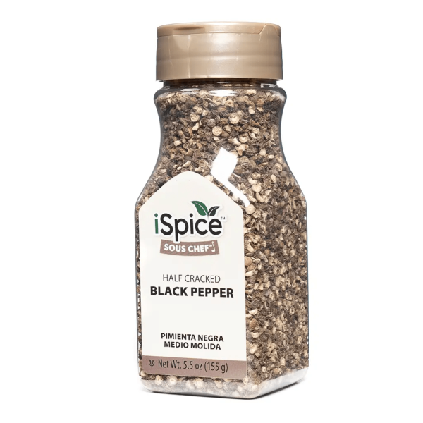 iSpice | Black Pepper Half Cracked | 5.5 oz | Gourmet Spice | Kosher | Halal | Pungent & Zesty For Cheap