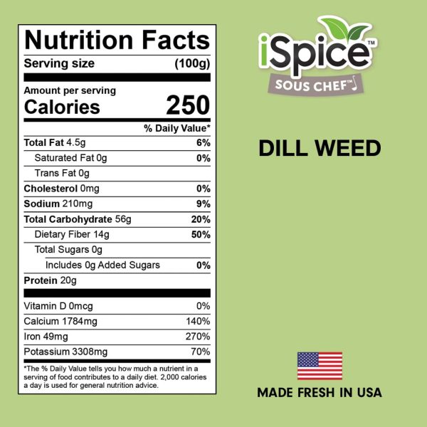 iSpice | Dill Weed | 2.35 oz |  Gourmet Spice |Kosher | Food Grade Bottle| Herbal Delight Online Hot Sale