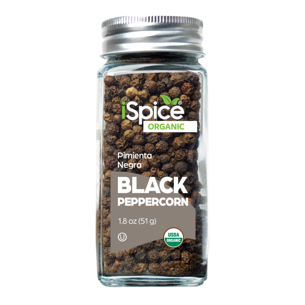 iSpice |  Organic Black Peppercorn | 1.8 oz | Premium Spices | Kosher | USDA Organic Certified Online Hot Sale