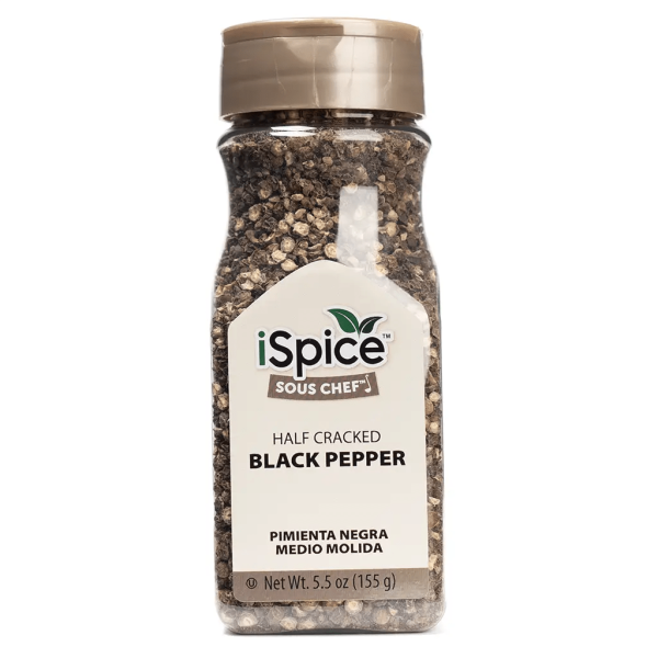 iSpice | Black Pepper Half Cracked | 5.5 oz | Gourmet Spice | Kosher | Halal | Pungent & Zesty For Cheap