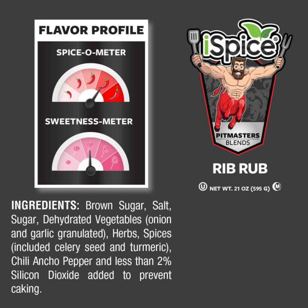 iSpice | Rib Rub Seasoning | 21 oz | Mixed Spices & Seasonings | Kosher | Caramelizing magic Online now