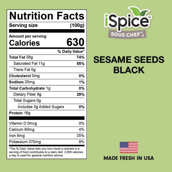 iSpice | Sesame Seeds Black | 6.7 oz | Gourmet Spice |Kosher| Crunchy texture Online