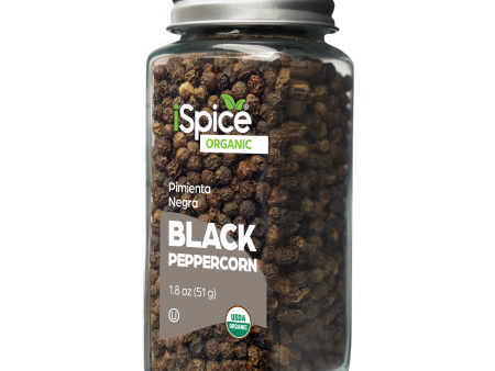 iSpice |  Organic Black Peppercorn | 1.8 oz | Premium Spices | Kosher | USDA Organic Certified Online Hot Sale